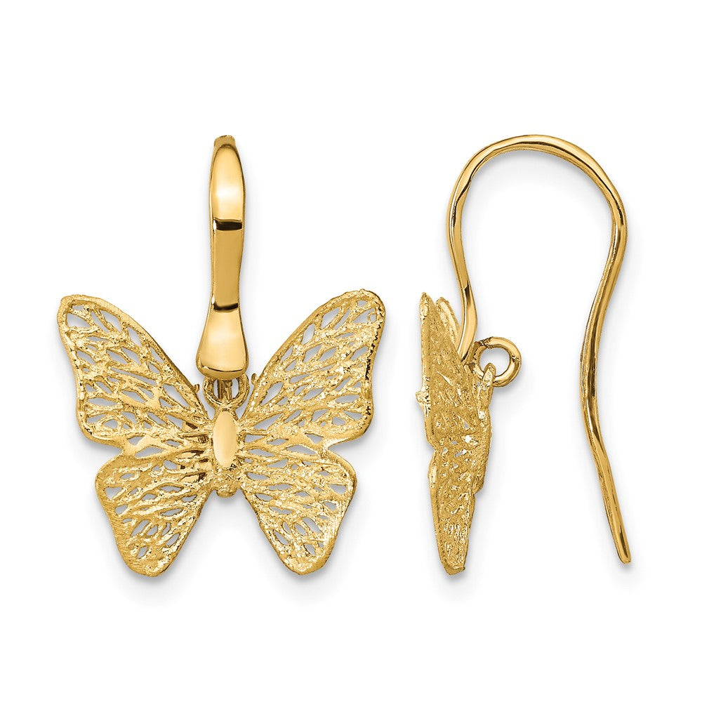 14K Polished Filigree Butterfly Earrings