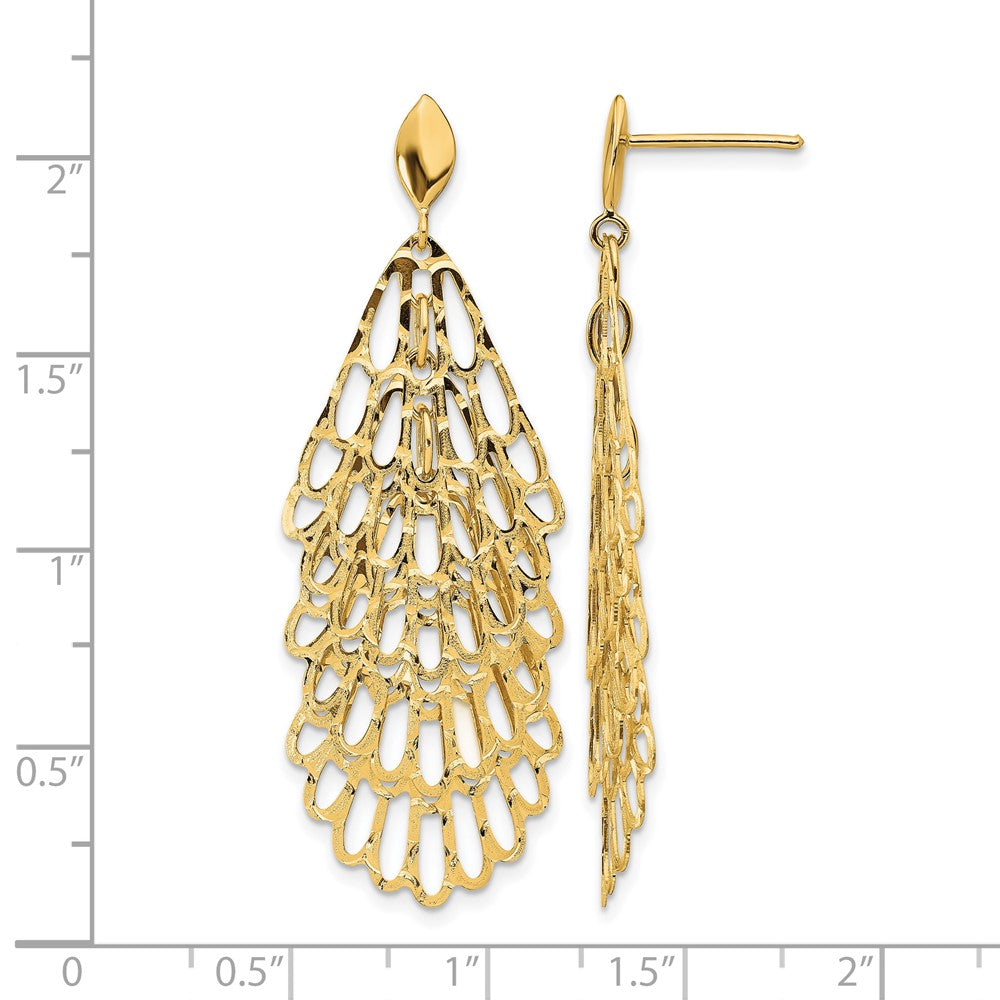 14K Polished and Textured Post Dangle Earrings