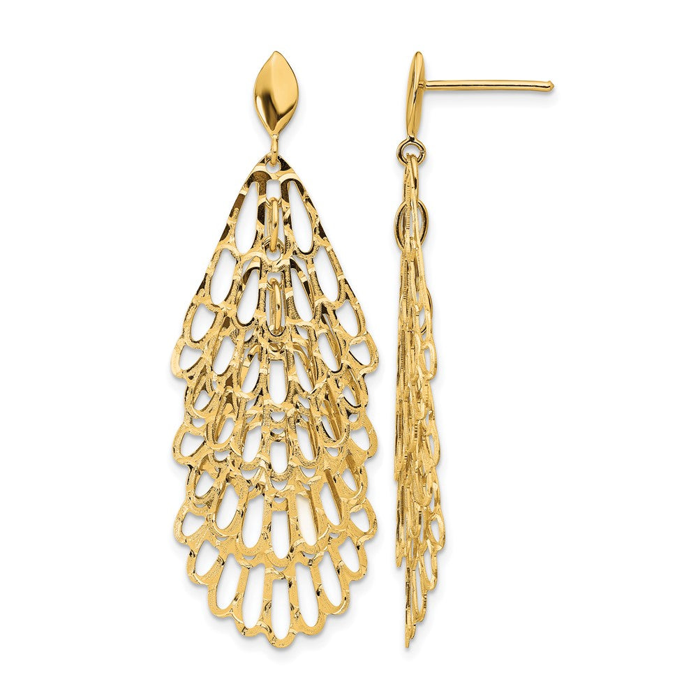 14K Polished and Textured Post Dangle Earrings