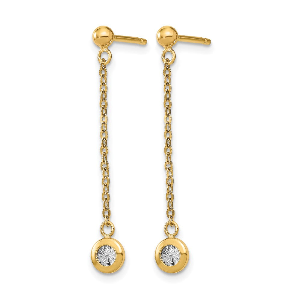 14k Two-tone Polished D/C Post Dangle Earrings