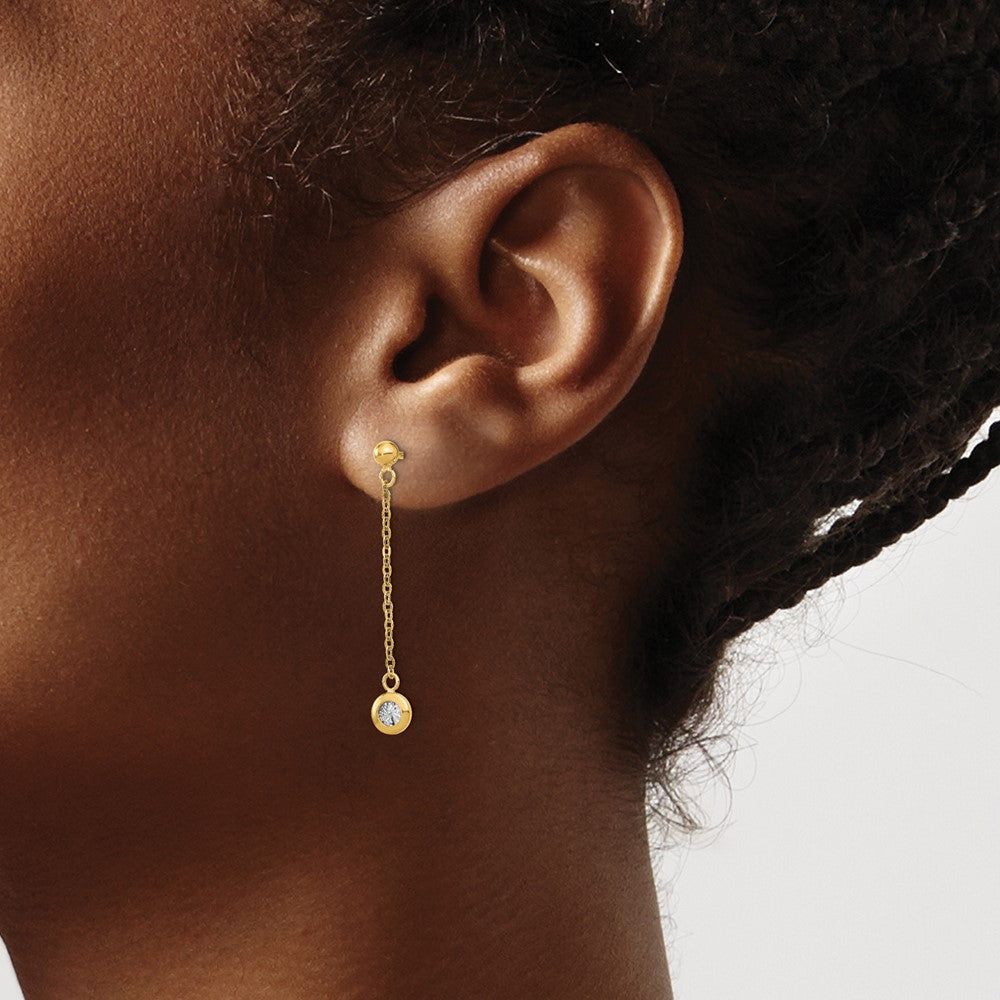 14k Two-tone Polished D/C Post Dangle Earrings