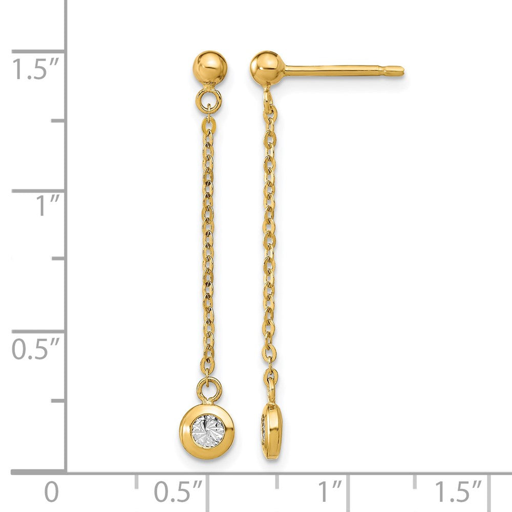14k Two-tone Polished D/C Post Dangle Earrings