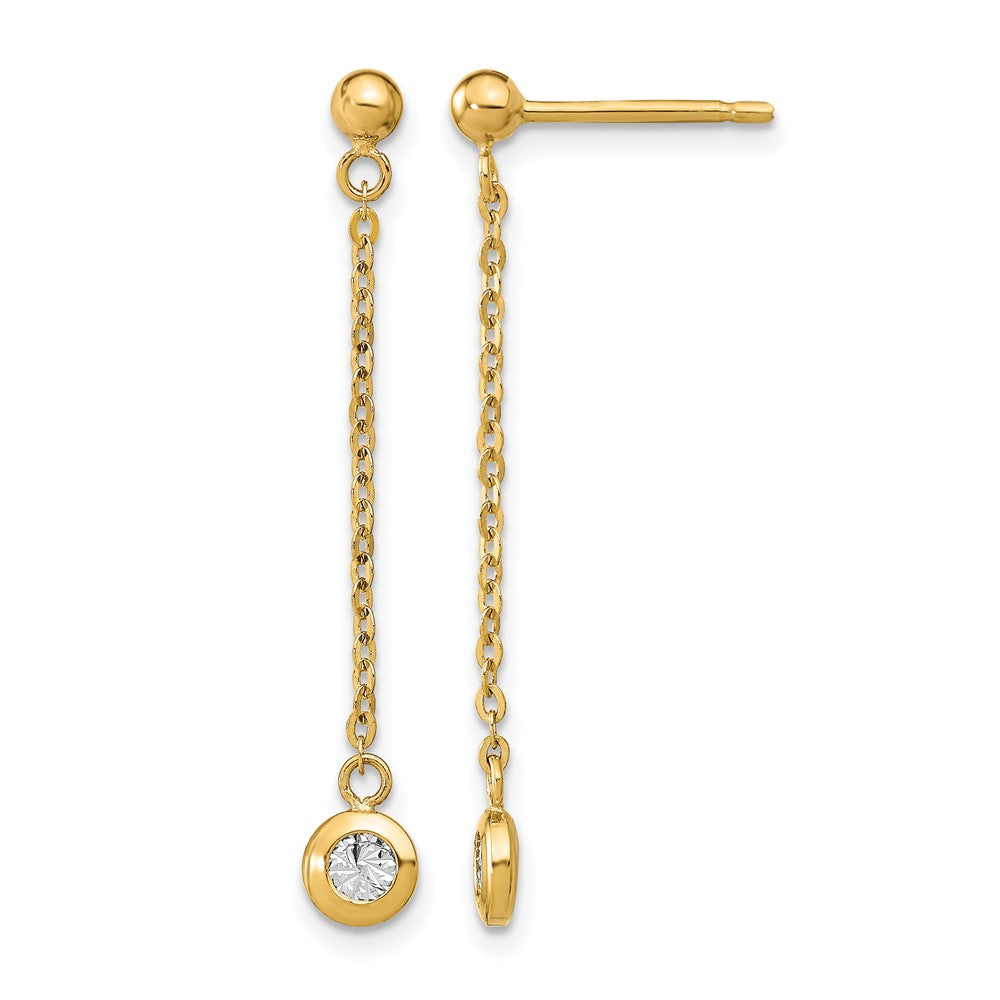 14k Two-tone Polished D/C Post Dangle Earrings