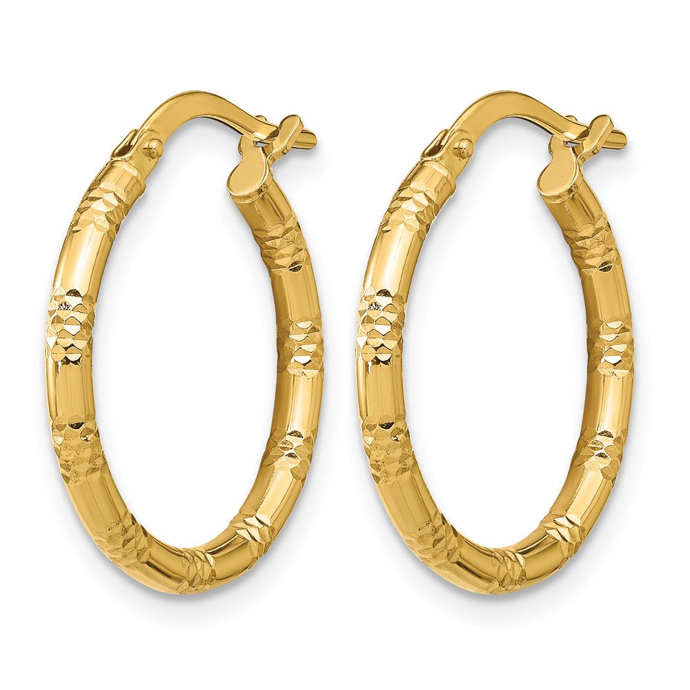 14k 2mm Polished D/C Hoop Earrings
