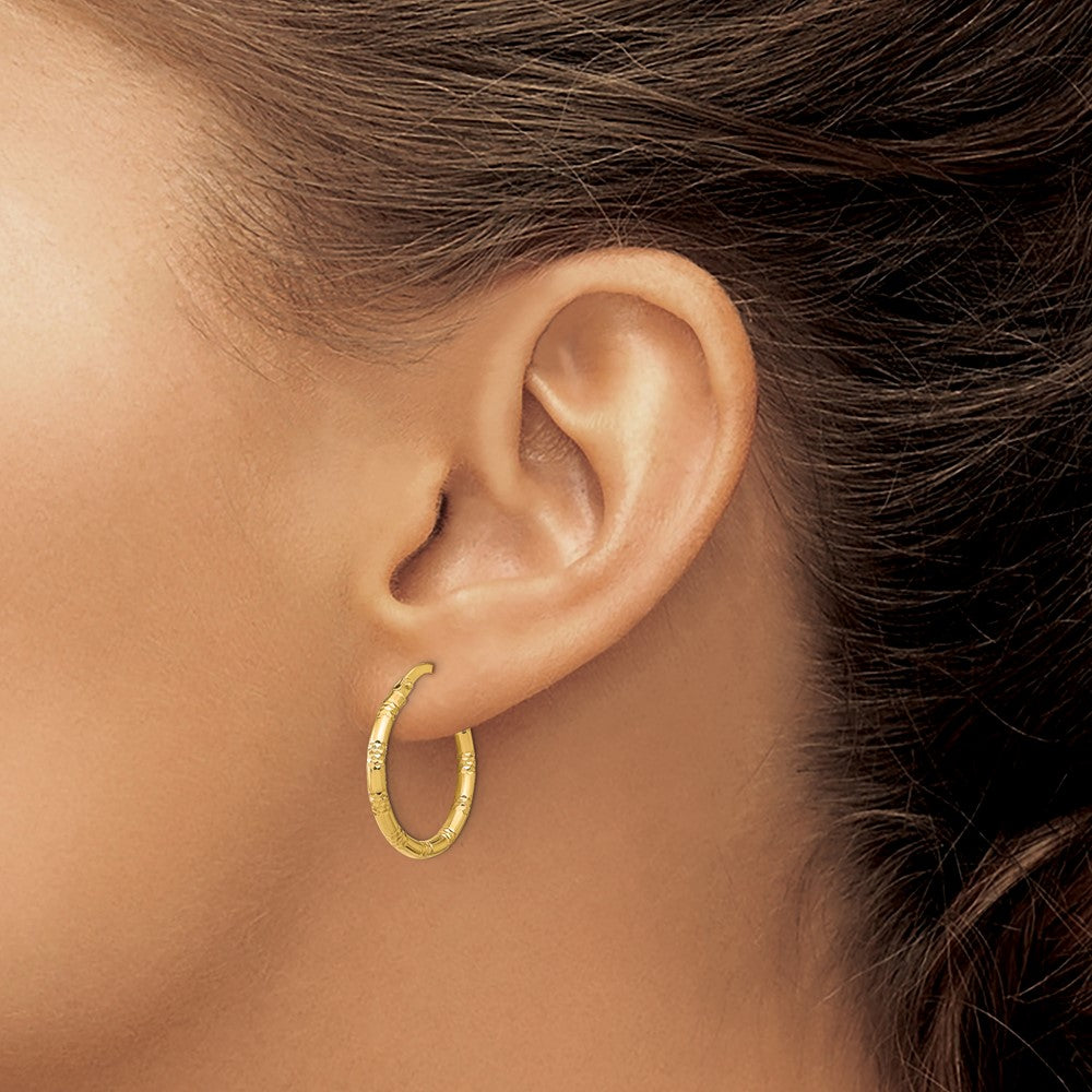 14k 2mm Polished D/C Hoop Earrings