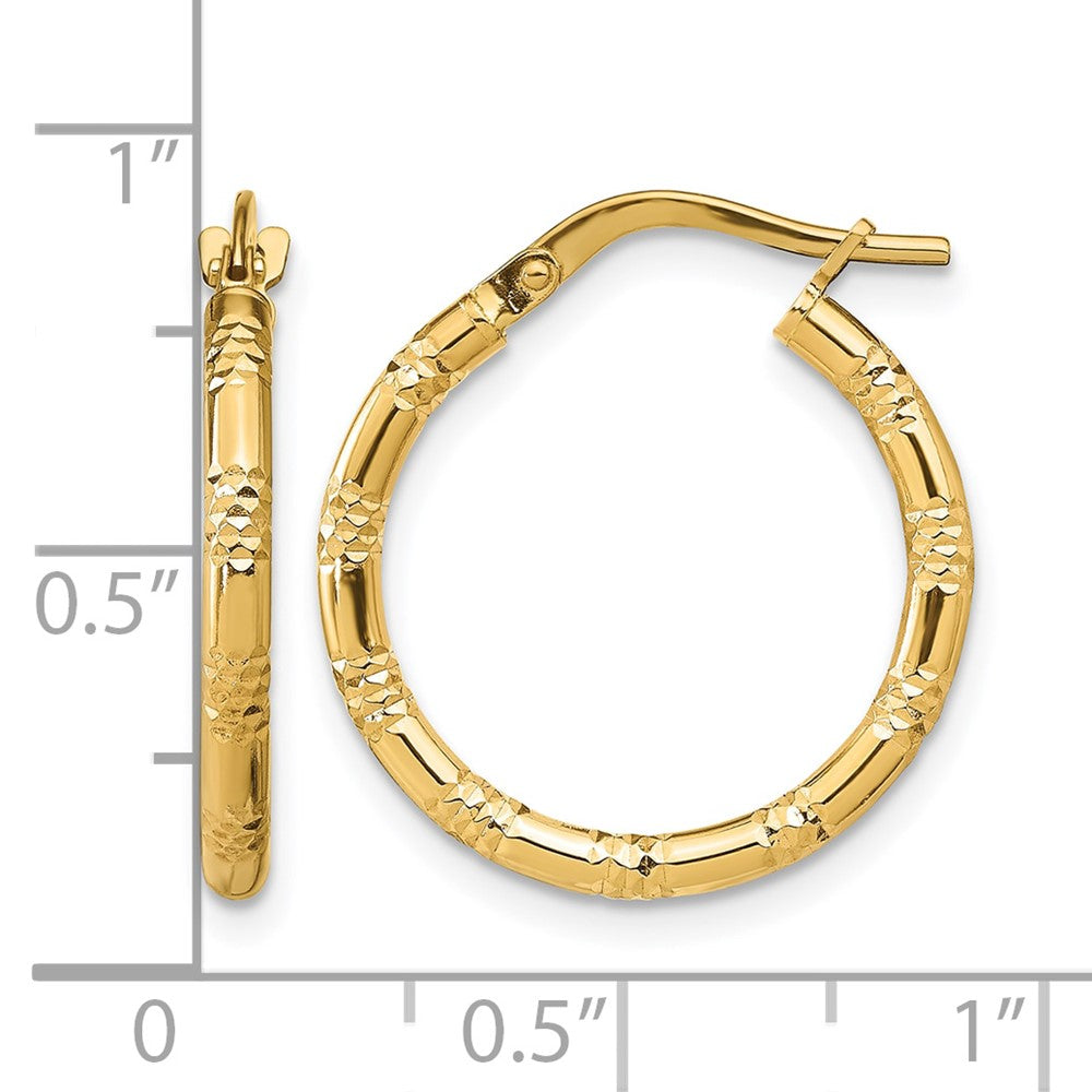14k 2mm Polished D/C Hoop Earrings