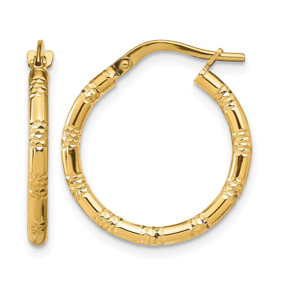 14k 2mm Polished D/C Hoop Earrings
