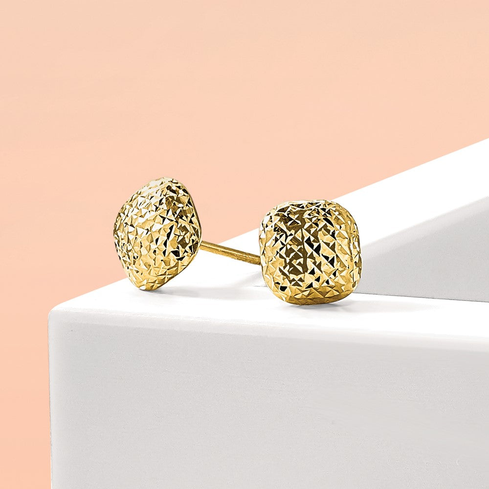 14k Polished D/C Button Post Earrings