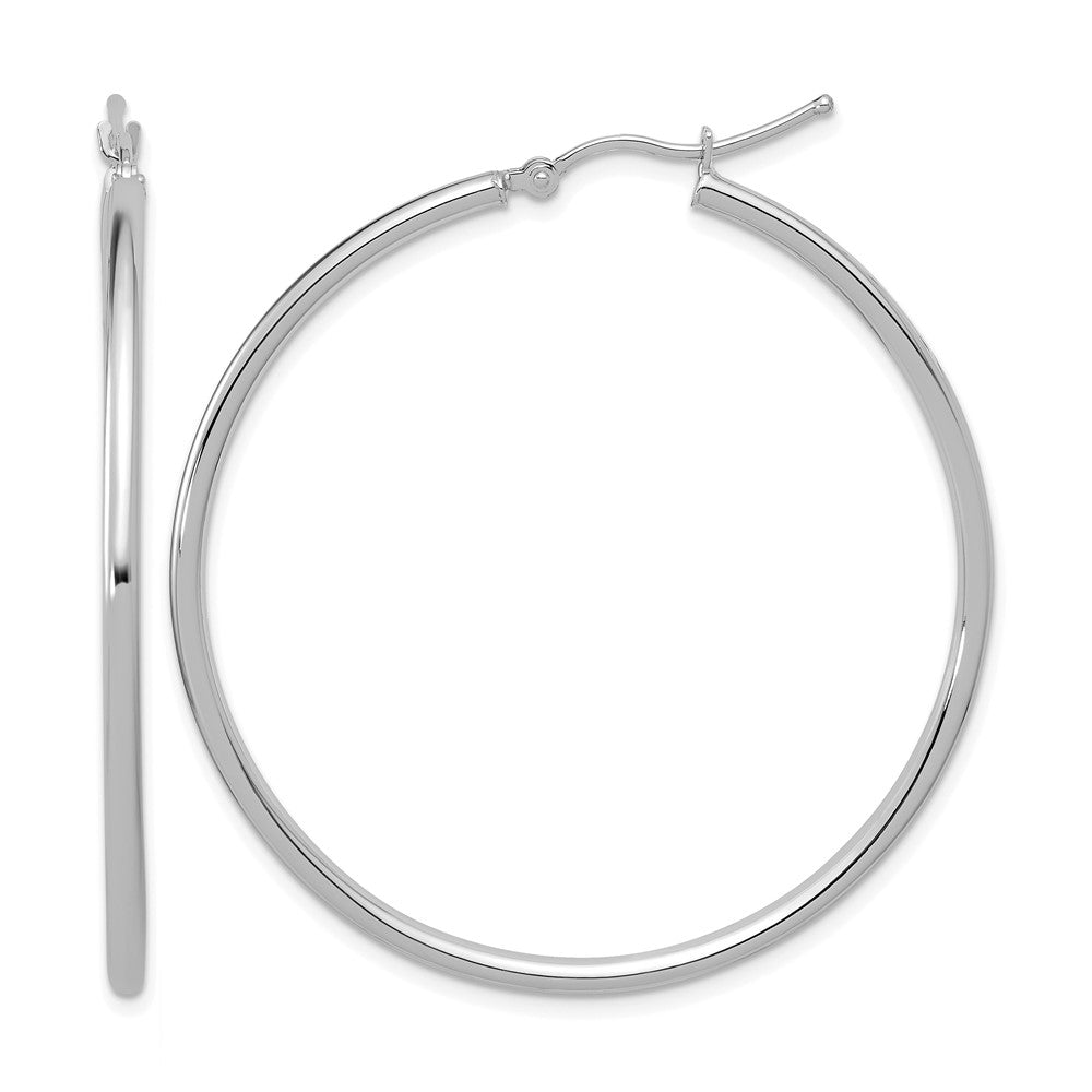 Polished;14K White gold;Hinged post