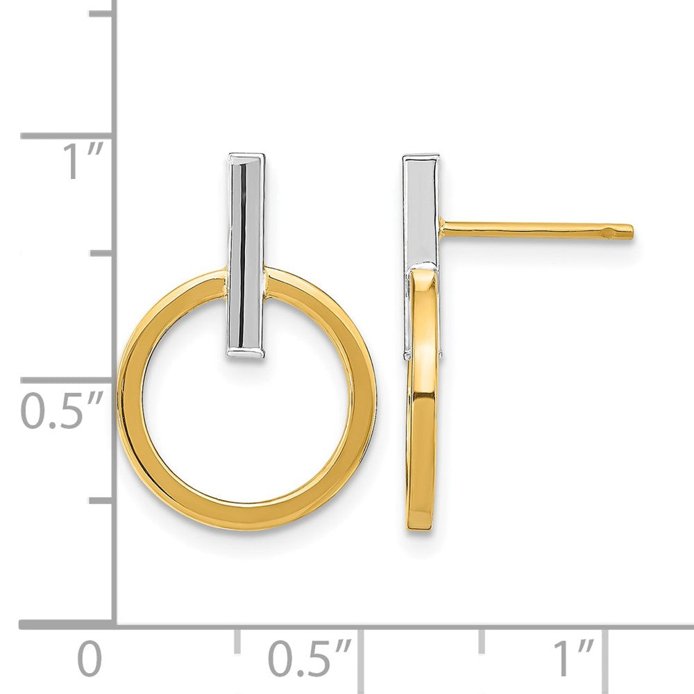 14K w/ White Rhodium Polished Post Dangle Earrings