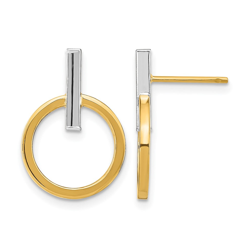 14K w/ White Rhodium Polished Post Dangle Earrings