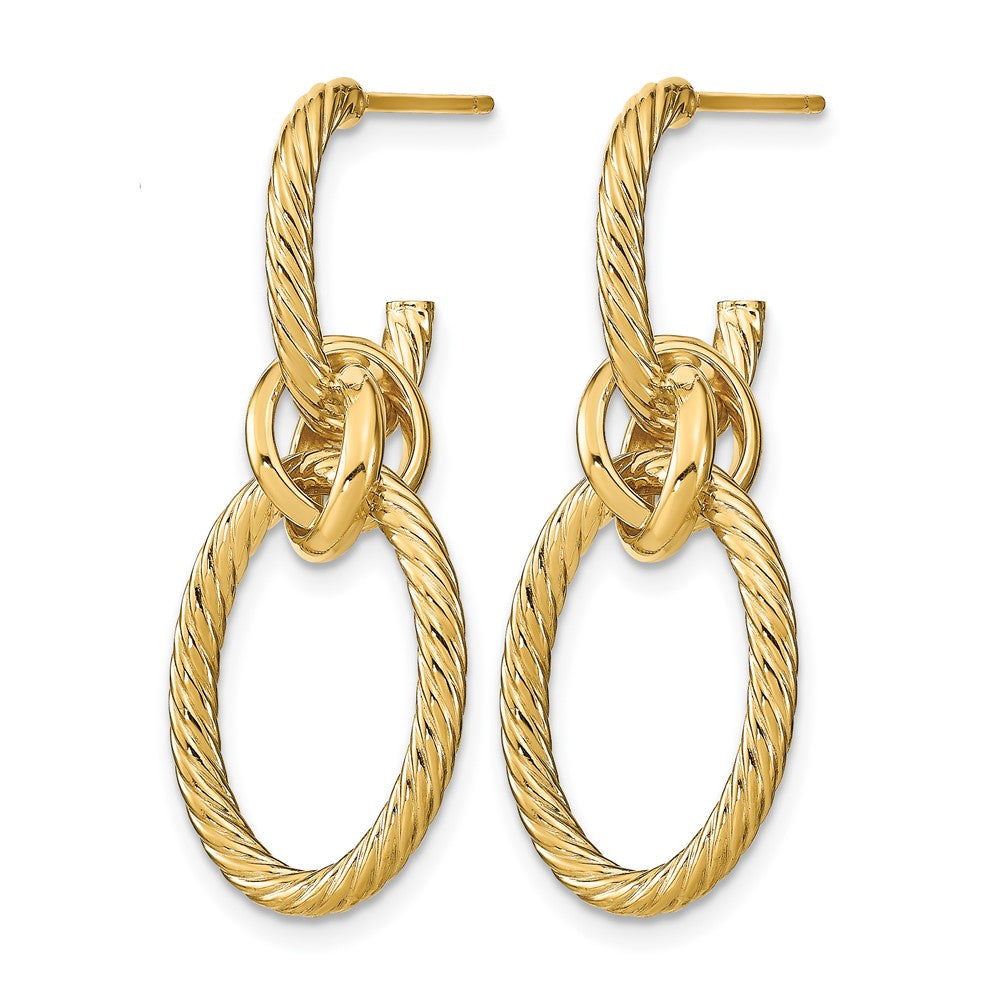 14K Polished Textured Post Dangle Earrings