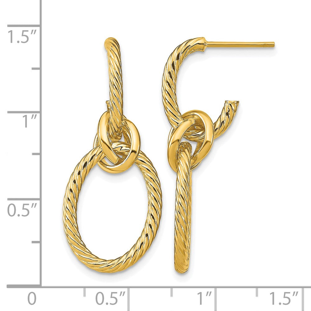 14K Polished Textured Post Dangle Earrings