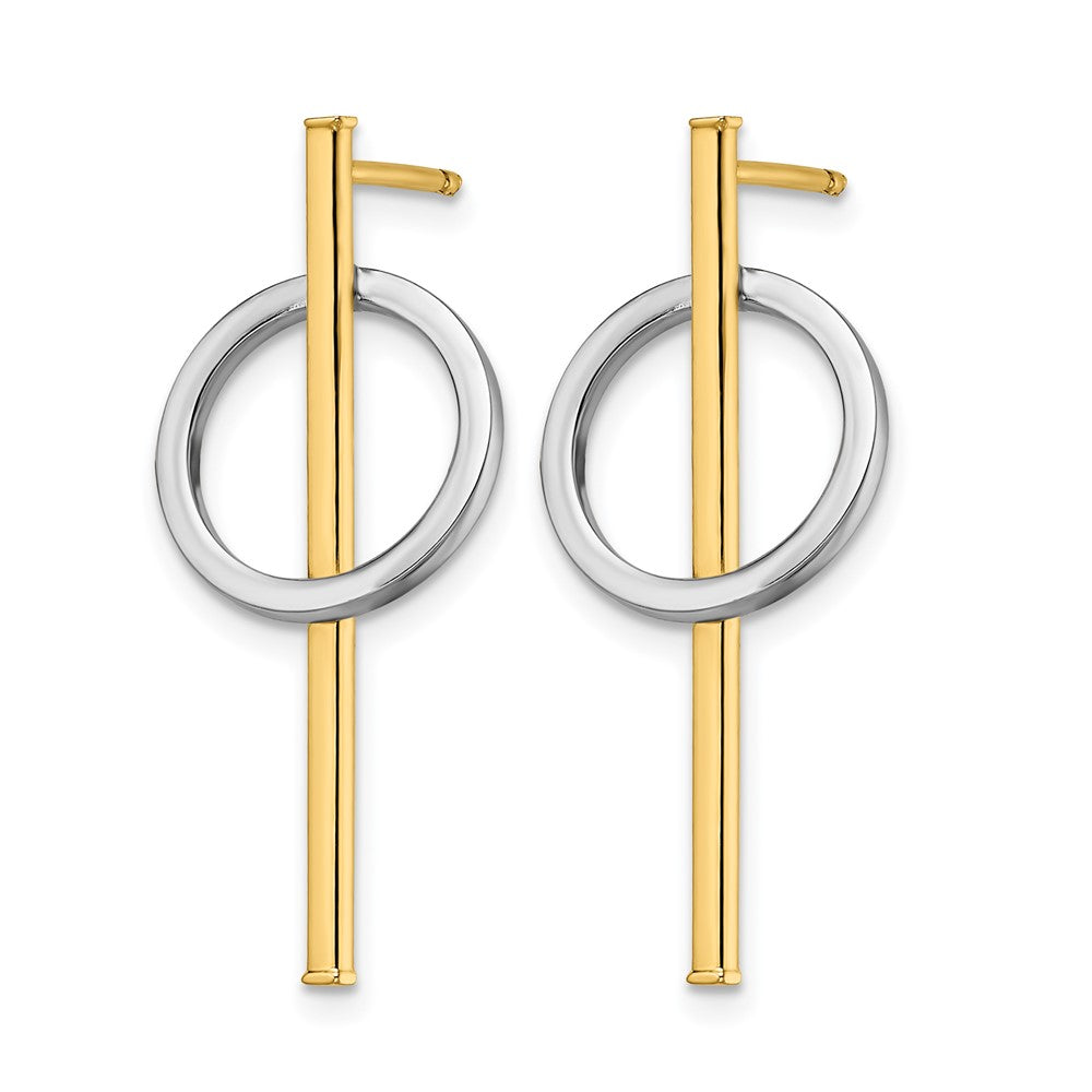 14K with Rhodium Post Dangle Earrings