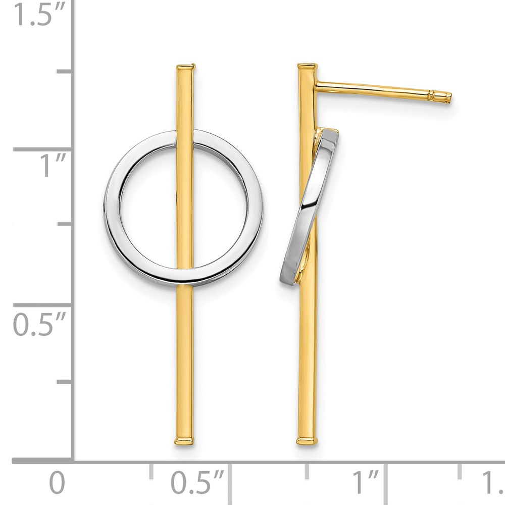 14K with Rhodium Post Dangle Earrings