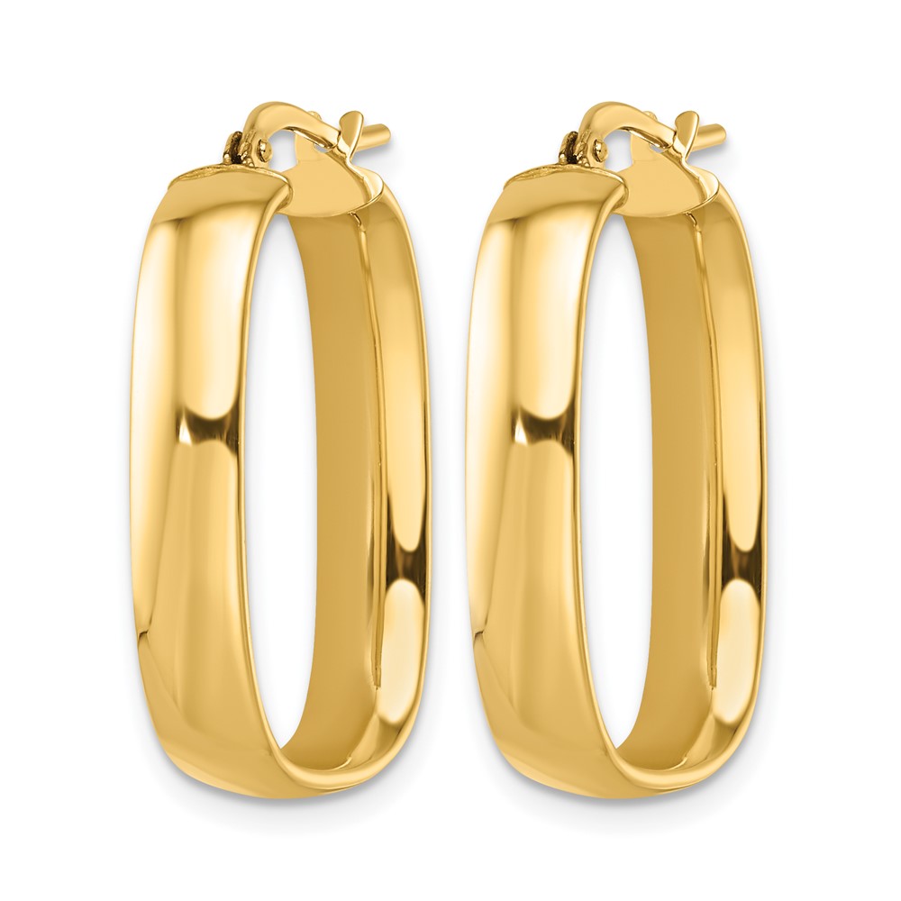14K Polished Squared Oval Hoop Earrings