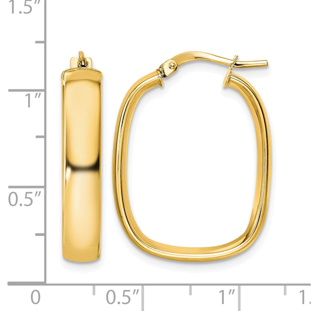 14K Polished Squared Oval Hoop Earrings