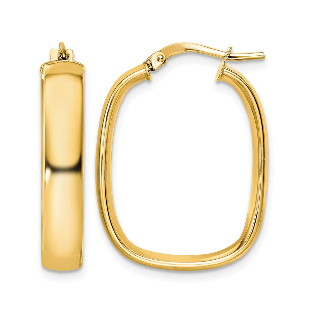 14K Polished Squared Oval Hoop Earrings