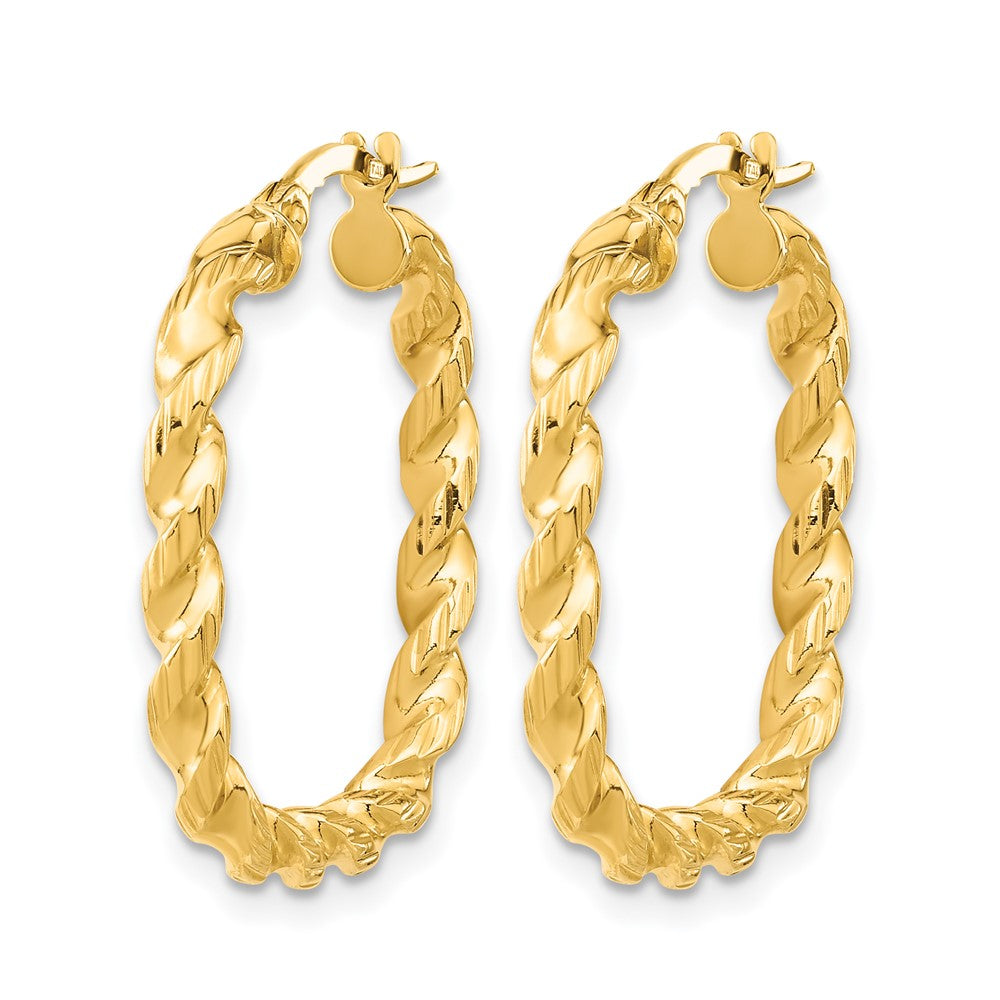 14K Polished Square Twisted Hoop Earrings