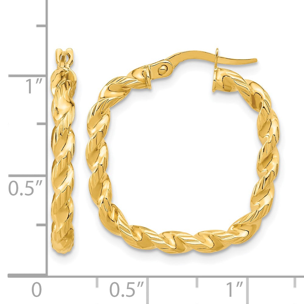 14K Polished Square Twisted Hoop Earrings