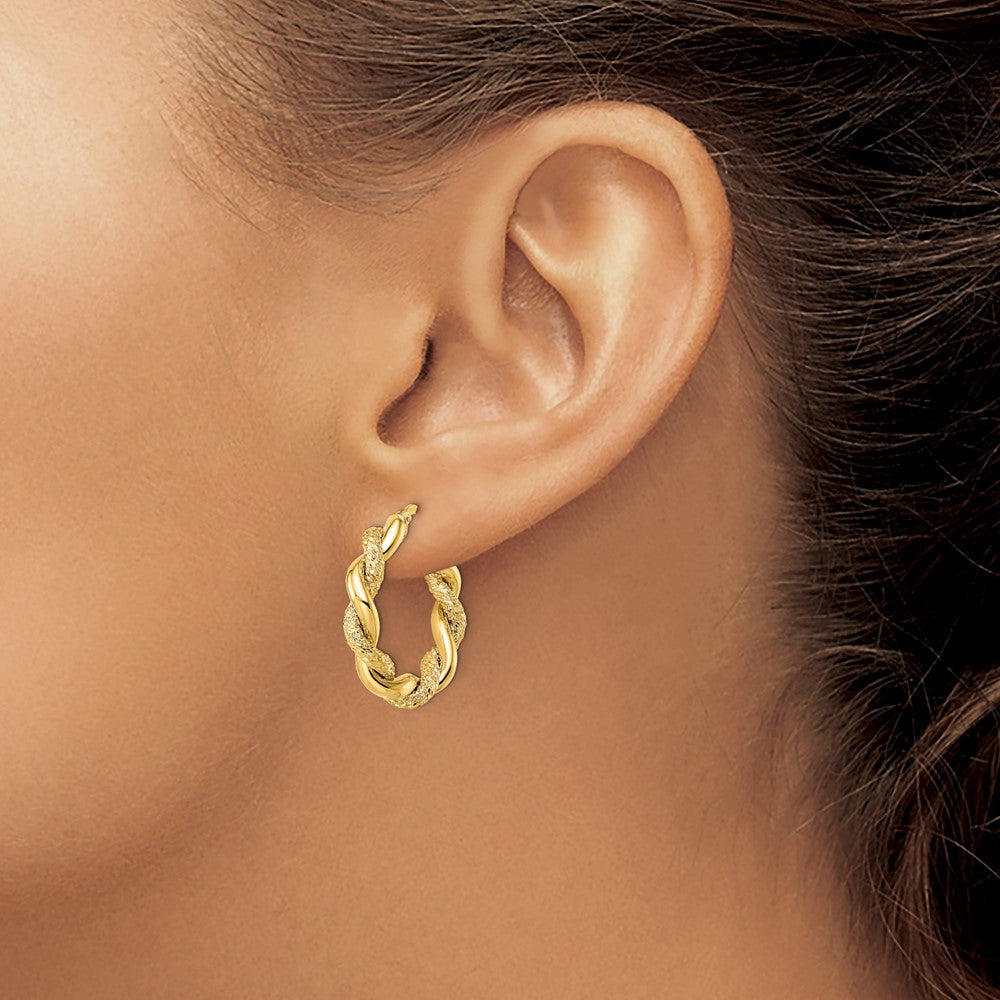 14K D/C Twisted Hoop Earrings