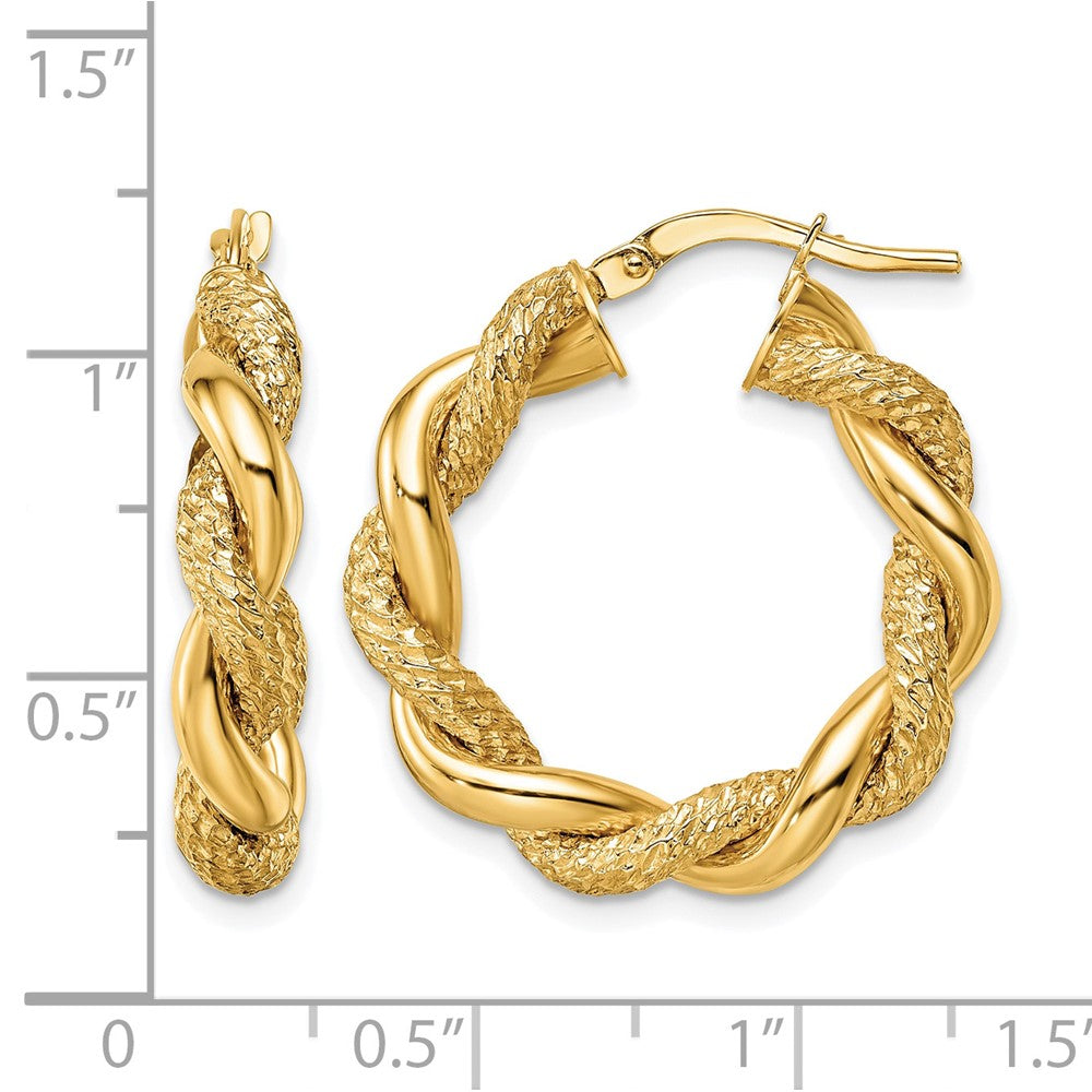 14K D/C Twisted Hoop Earrings