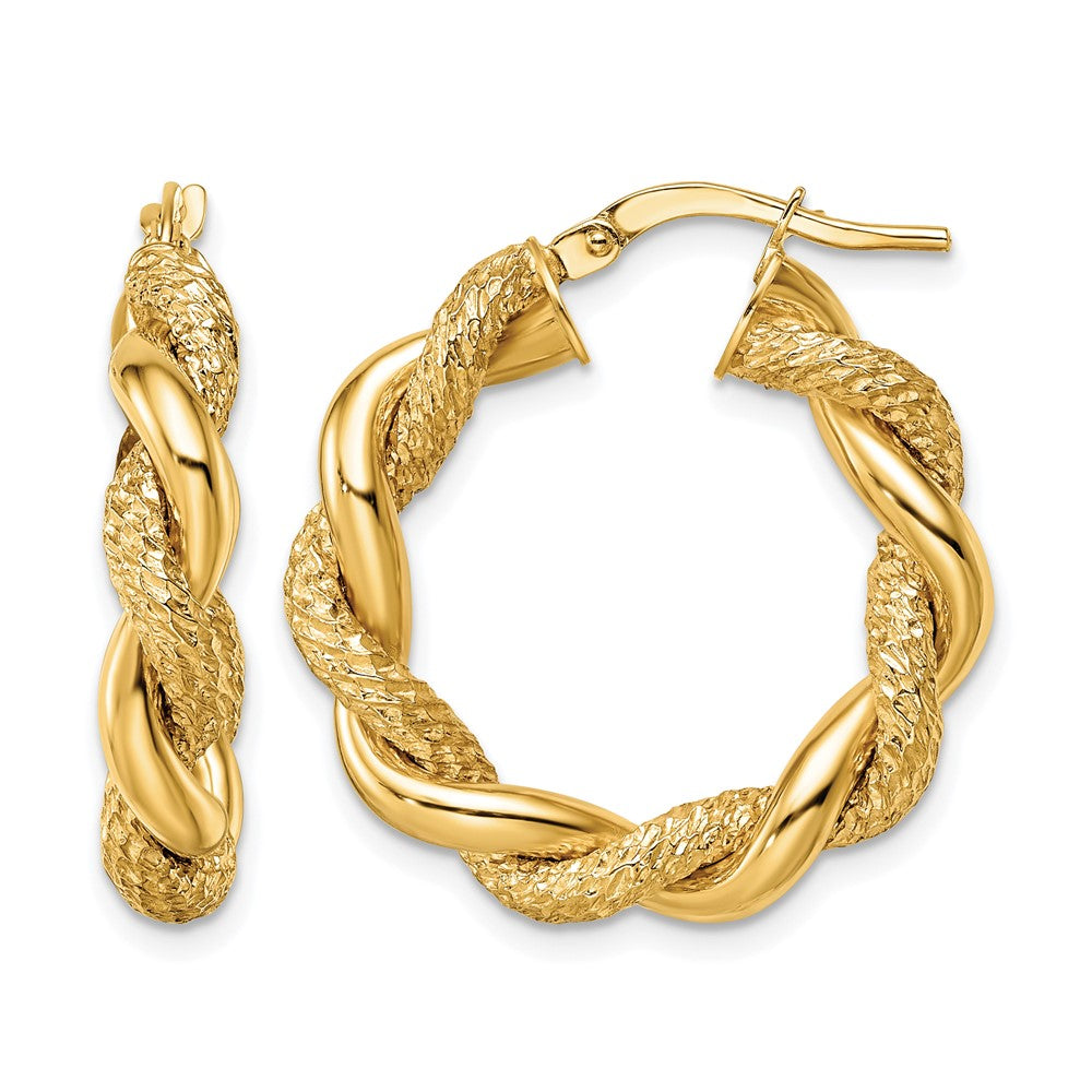 14K D/C Twisted Hoop Earrings