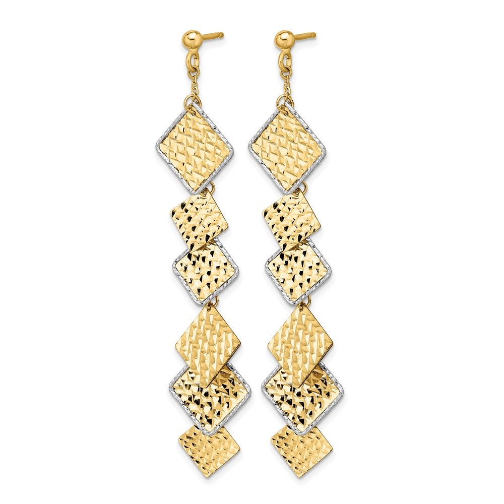14K Two-tone Polished and Brushed D/C Post Dangle Earrings