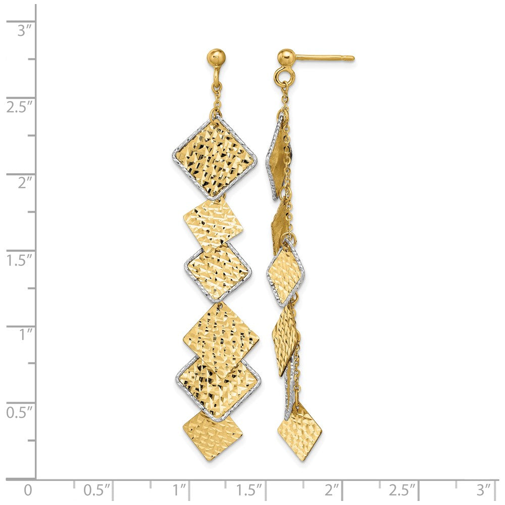 14K Two-tone Polished and Brushed D/C Post Dangle Earrings