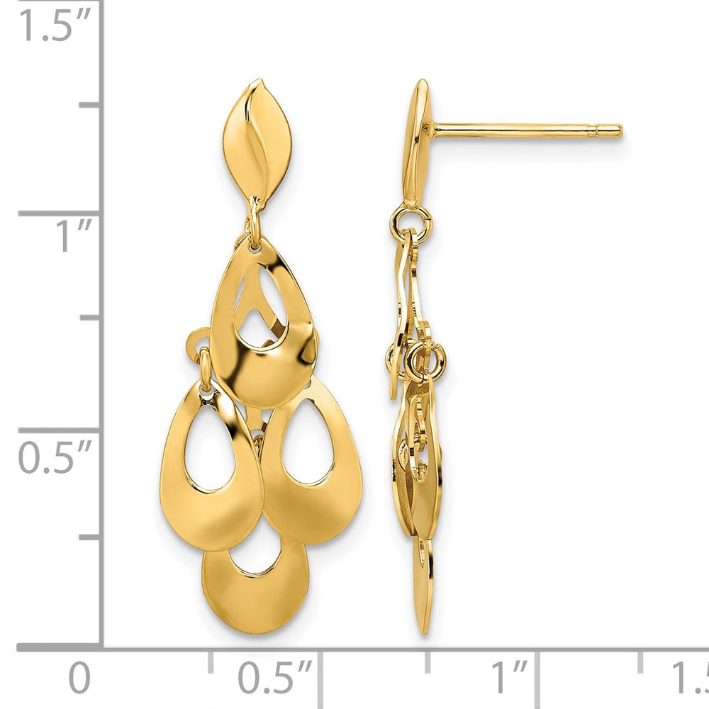 14k Polished and Brushed Post Dangle Chandelier Earrings