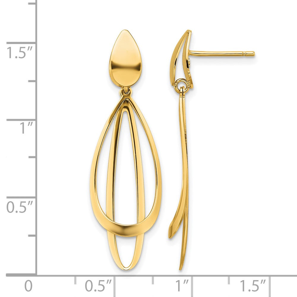14k Polished and Brushed Post Dangle Earrings