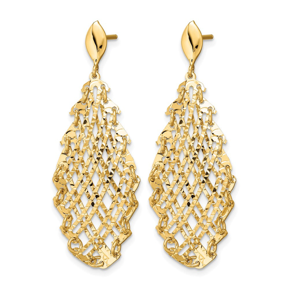 14k Polished D/C Post Dangle Earrings