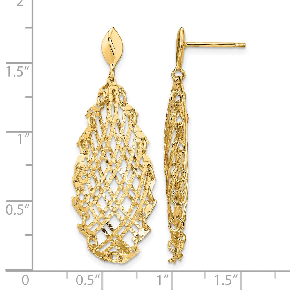 14k Polished D/C Post Dangle Earrings