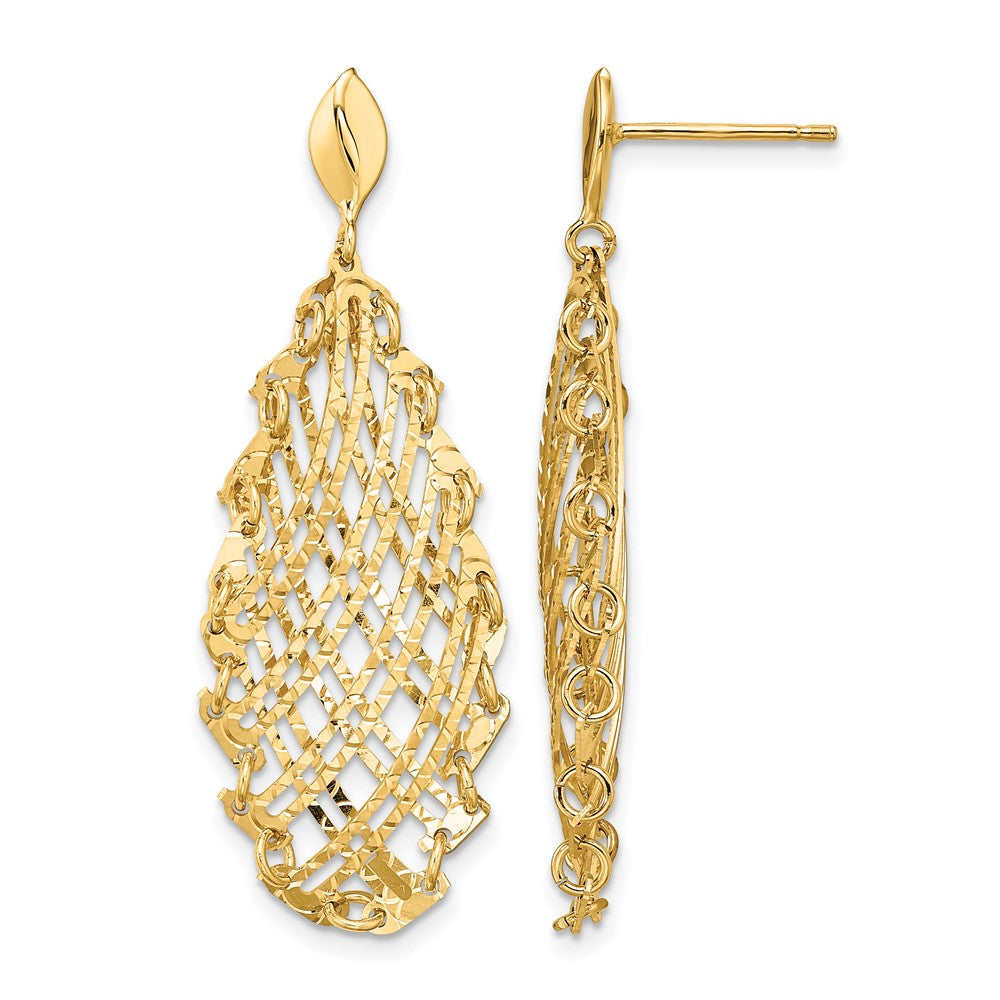 14k Polished D/C Post Dangle Earrings