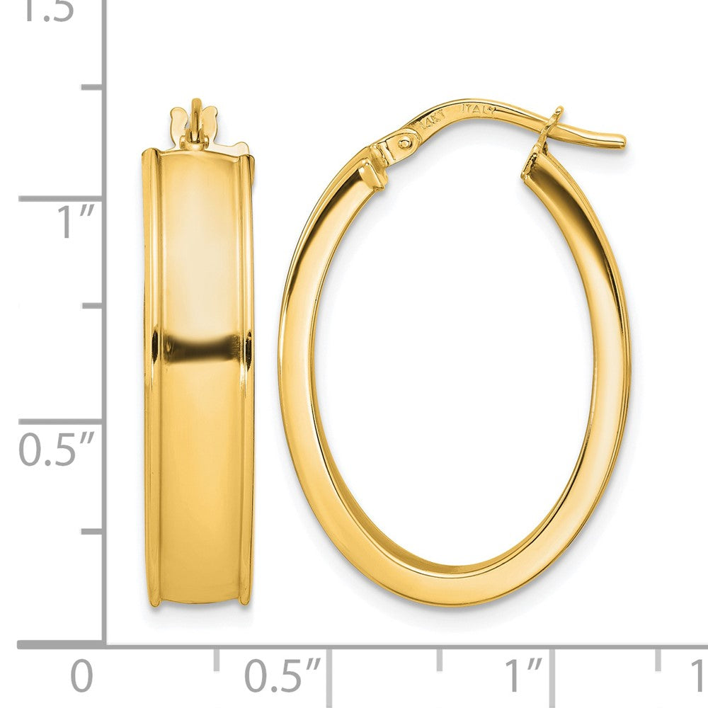 14K Polished Oval Hoop Earrings