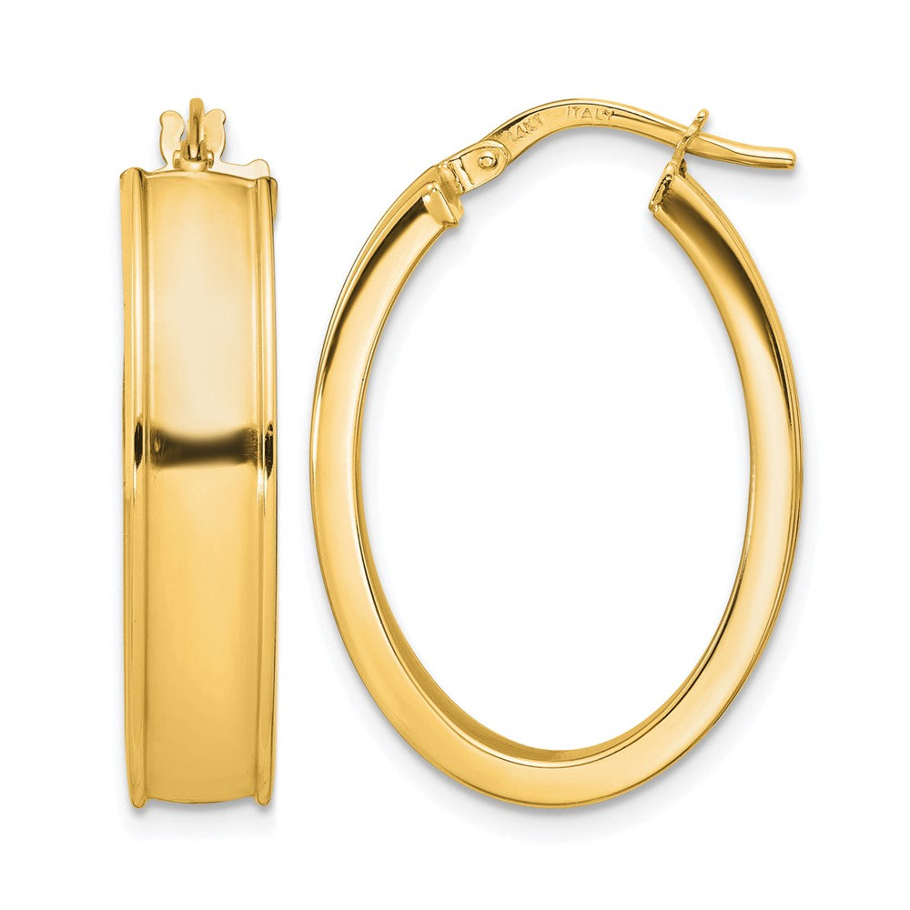 14K Polished Oval Hoop Earrings