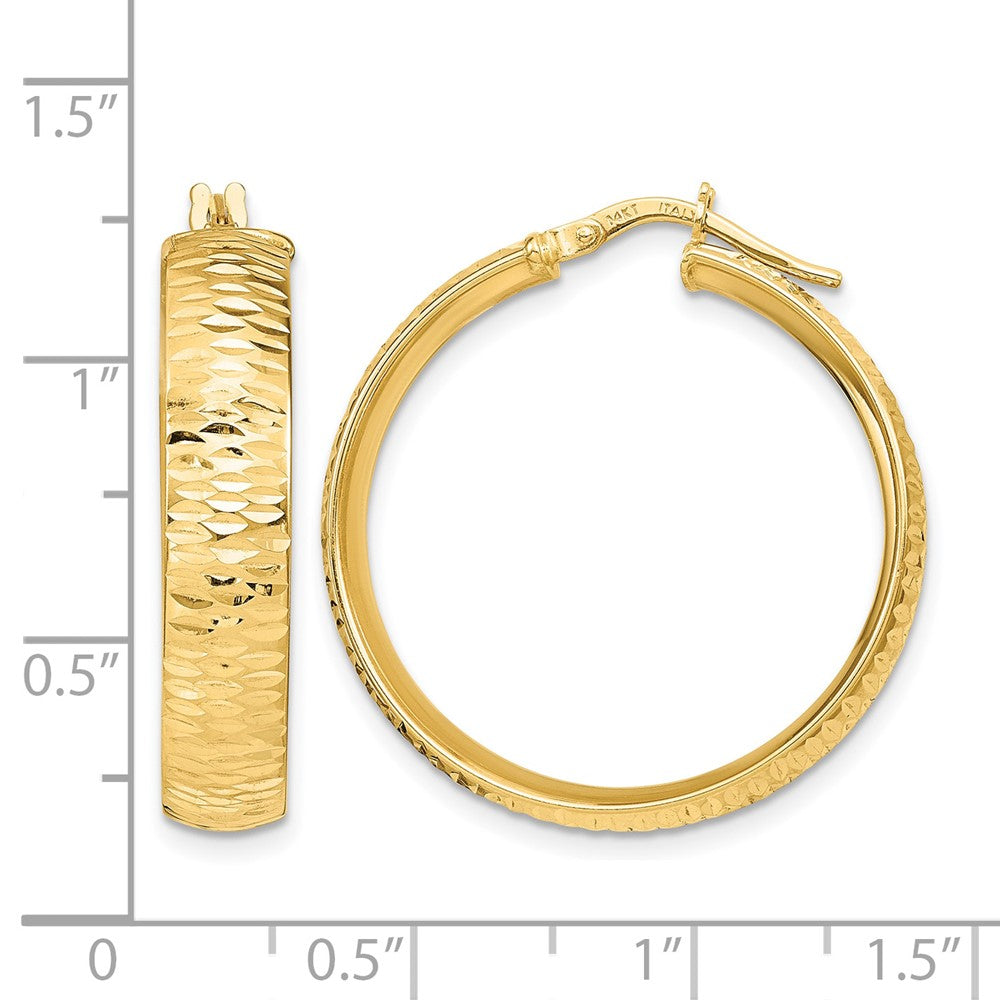 14K Polished D/C Round Hoop Earrings