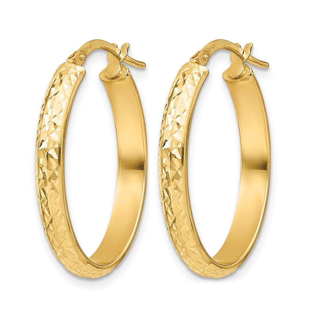 14K Polished D/C Oval Hoop Earrings