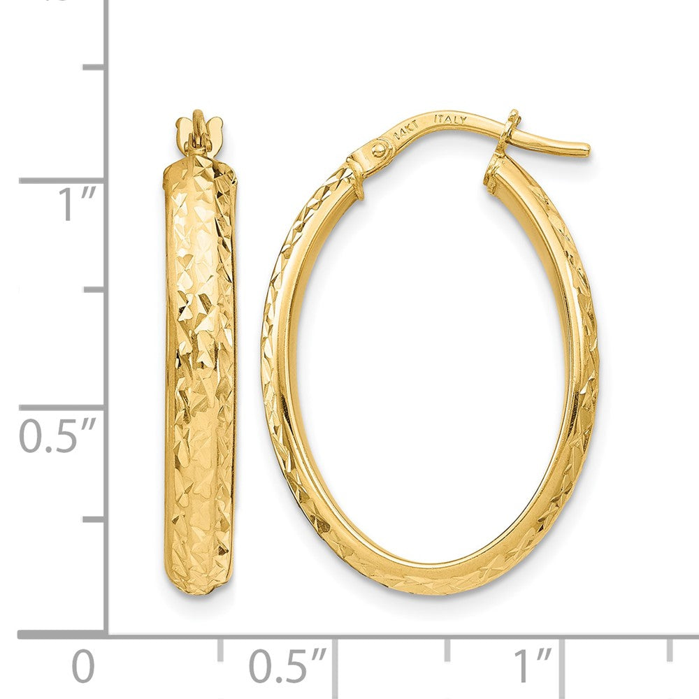 14K Polished D/C Oval Hoop Earrings