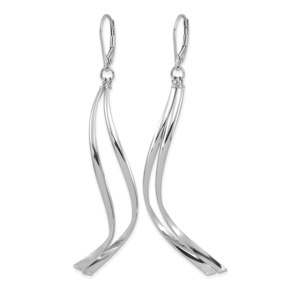 14K w/ White Rhodium Plating Polished Leverback Earrings