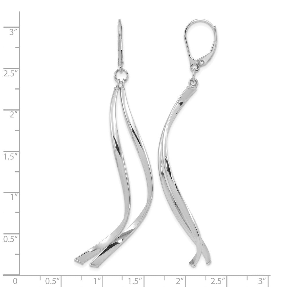 14K w/ White Rhodium Plating Polished Leverback Earrings