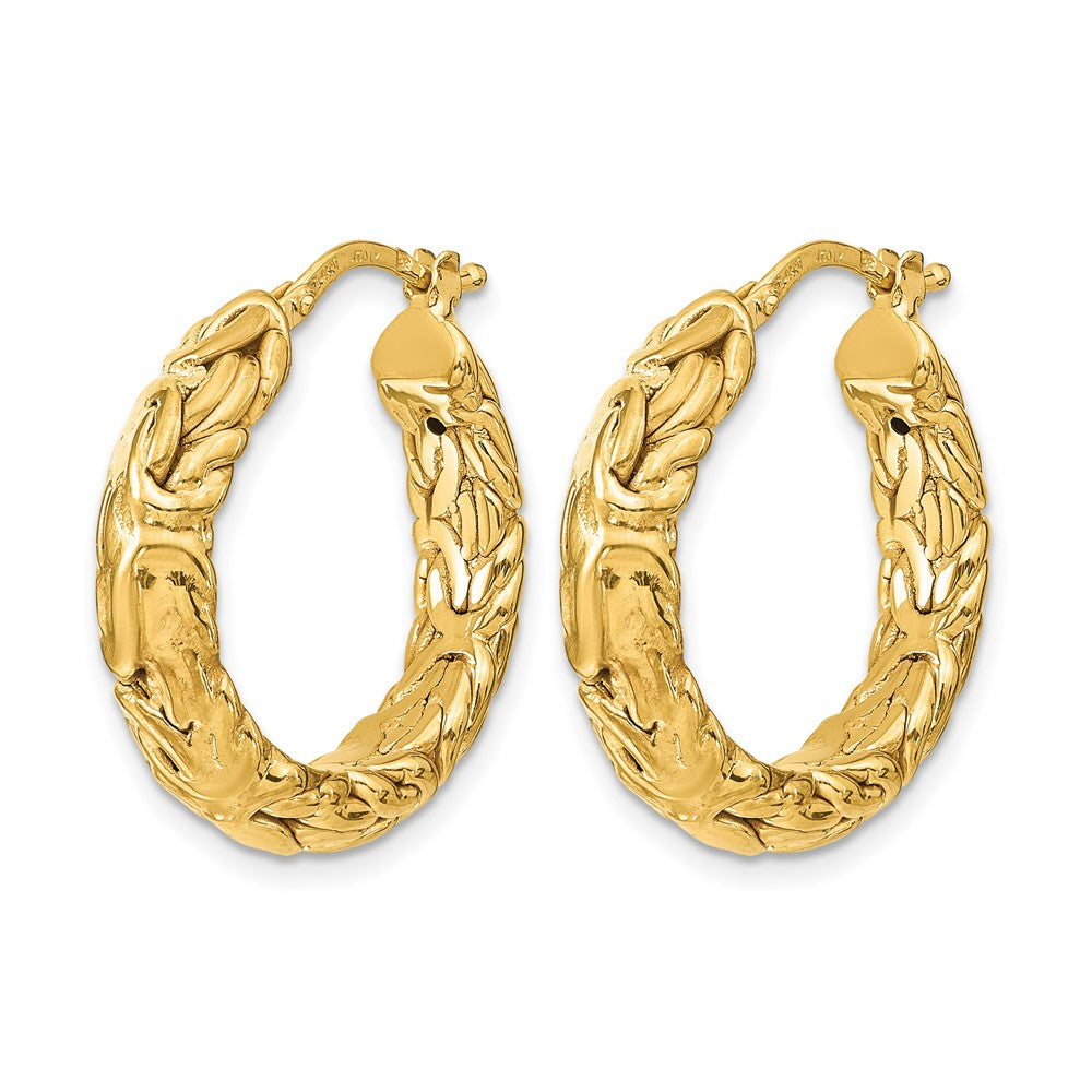 14k Polished Textured Hoop Earrings