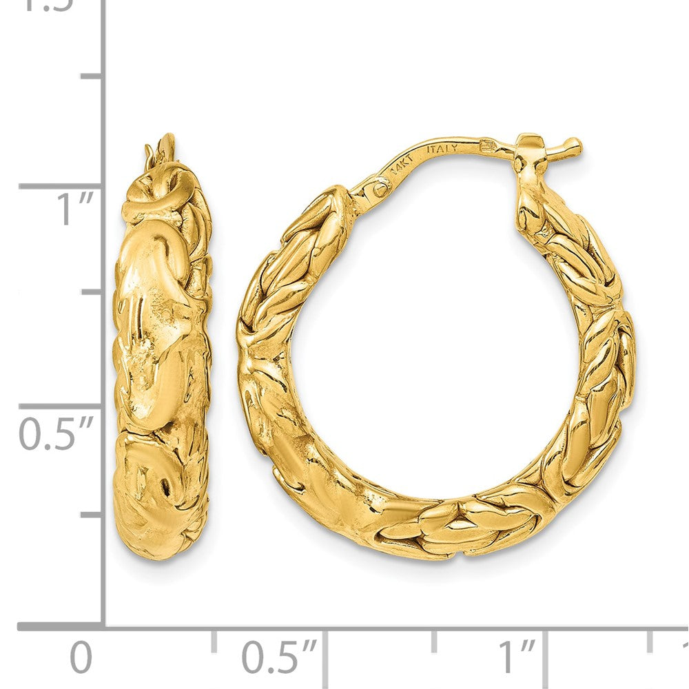 14k Polished Textured Hoop Earrings