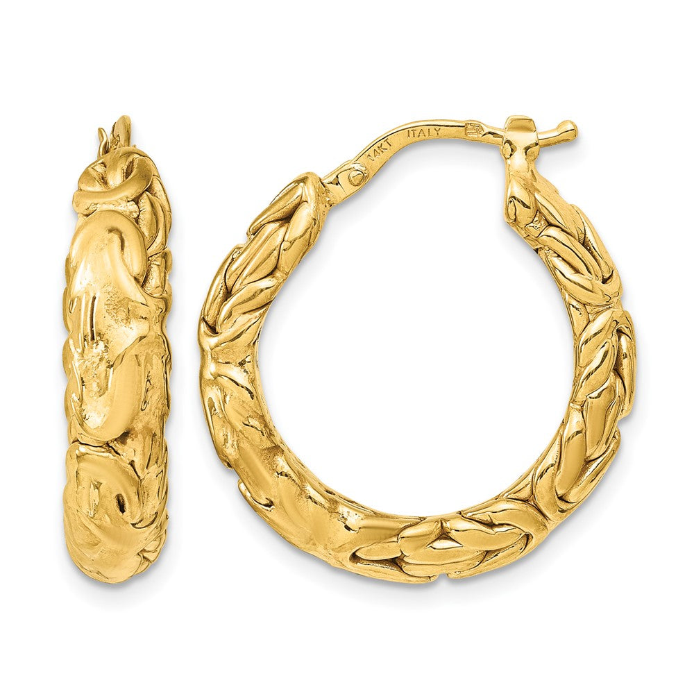 14k Polished Textured Hoop Earrings