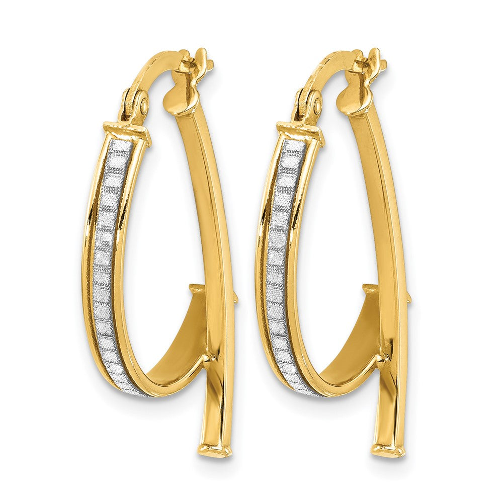 14K Polished Glitter Infused Hoop Earrings