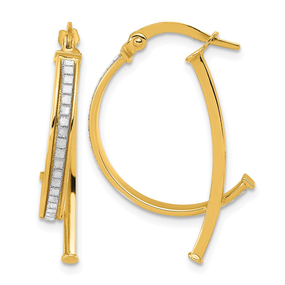 14K Polished Glitter Infused Hoop Earrings