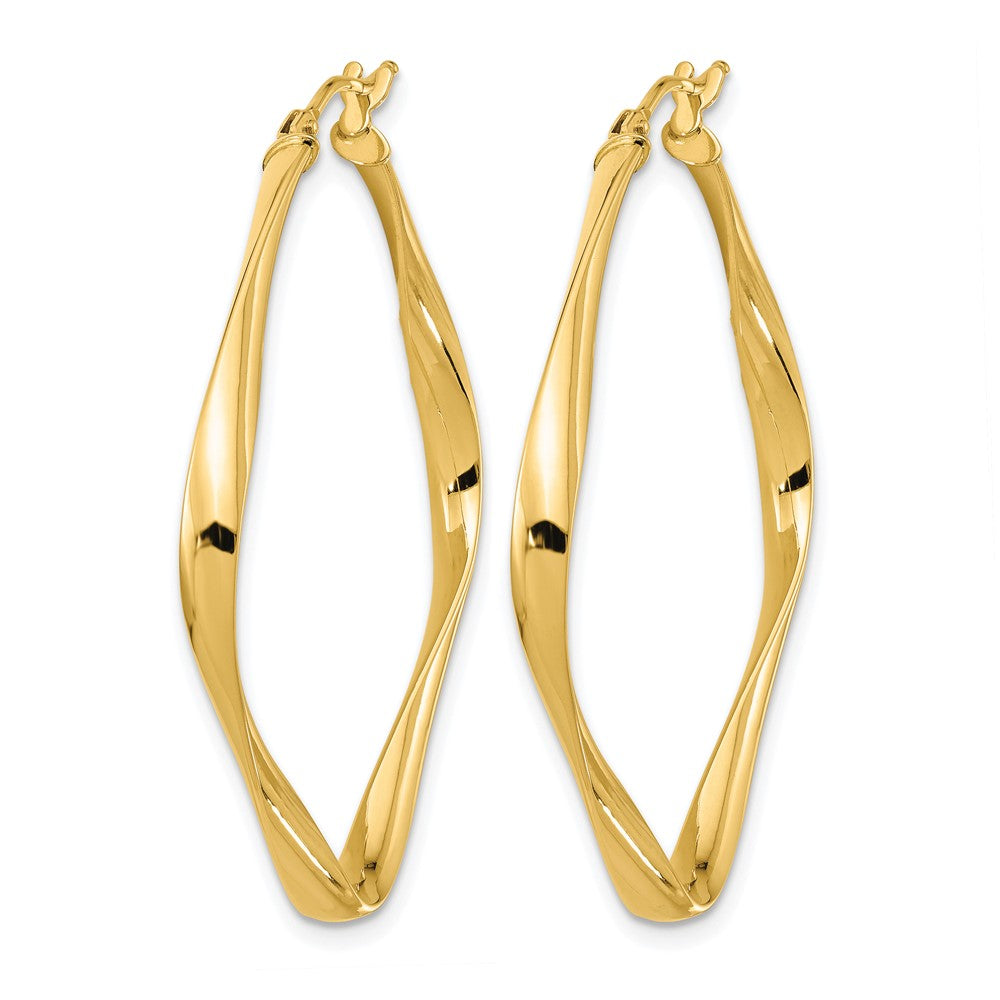 14K Polished Twisted Square Hoop Earrings