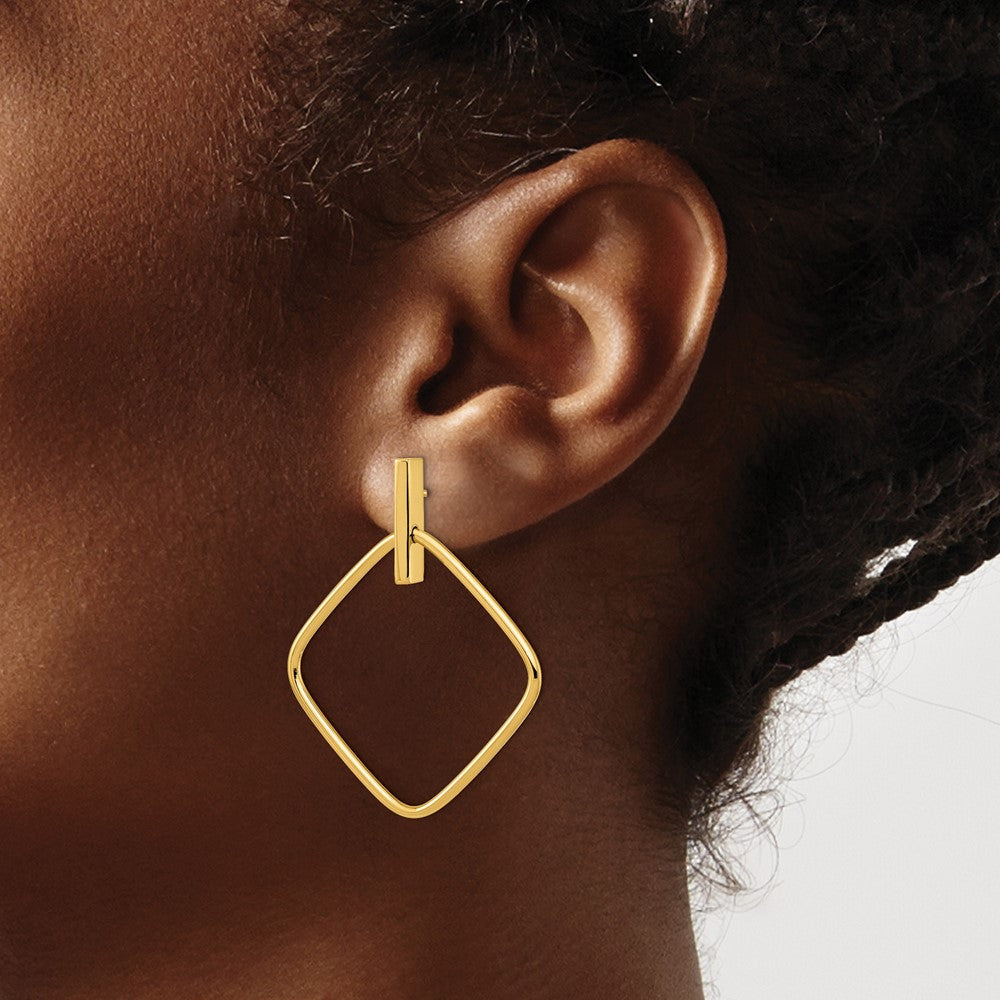 14K Polished Square Post Dangle Earrings