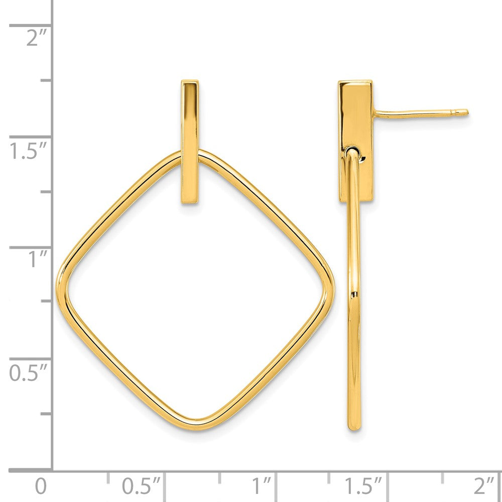 14K Polished Square Post Dangle Earrings