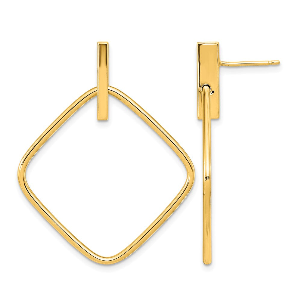 14K Polished Square Post Dangle Earrings